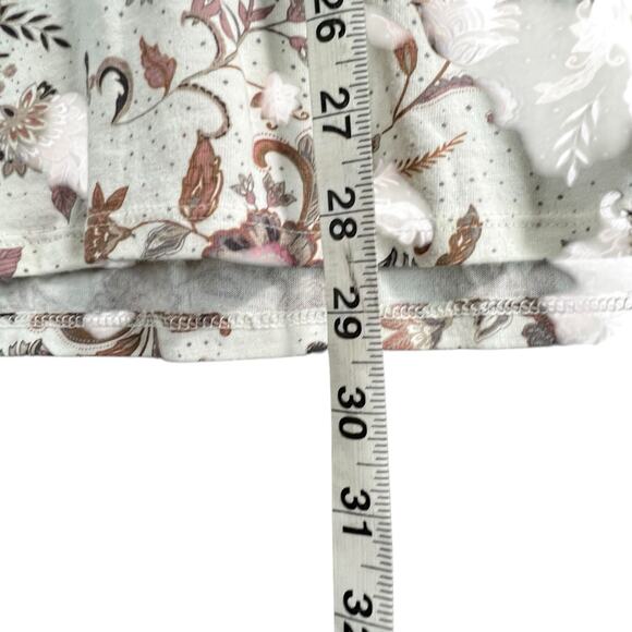 J Jill Pure Printed Soft V Neck Top Large Tall White Tan Floral Casual Boho Chic - Picture 9 of 14